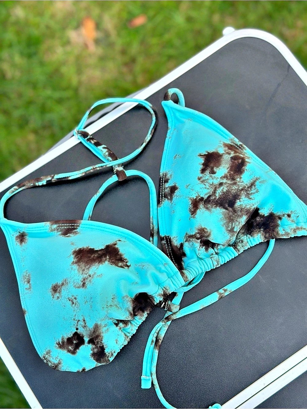 Forever 21 Tie-Dye Bikini Top Blue & Black Medium